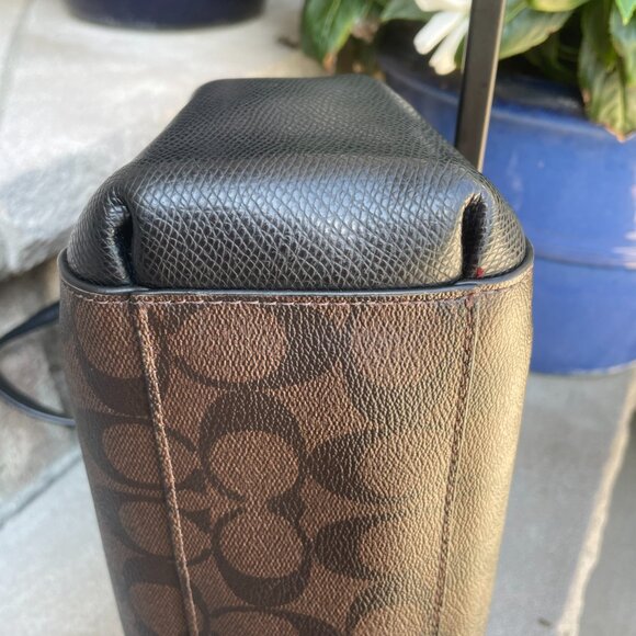 COACH MINETTA SATCHEL CROSSBODY SIGNATURE MONOGRAM WOMEN'S BAG Brown Black - Picture 11 of 16